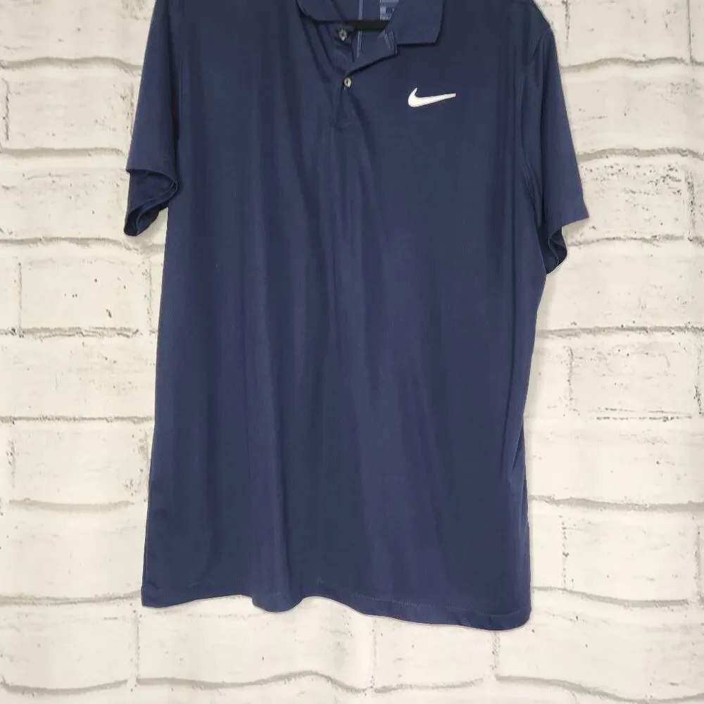 Nike Mens Blue Dri-Fit Victory Short Sleeve Standard Fit Golf Polo Shirt Large